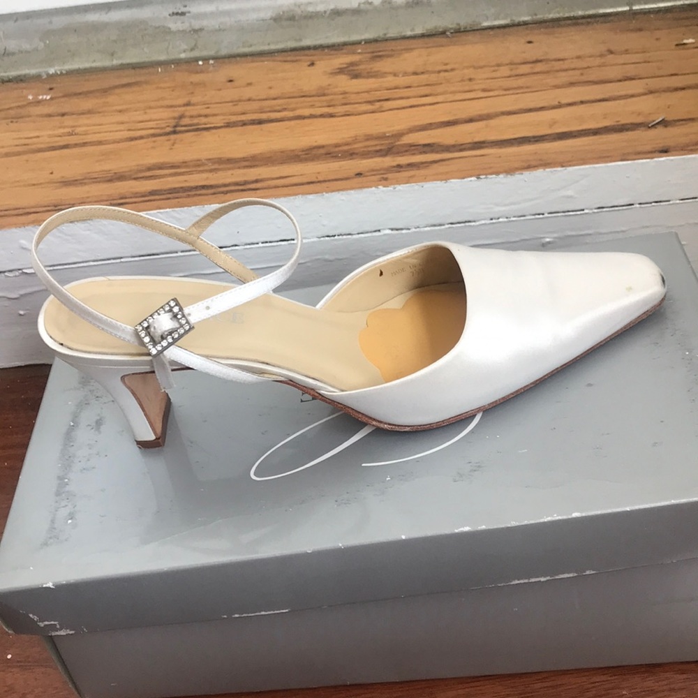 White silk wedding shoes